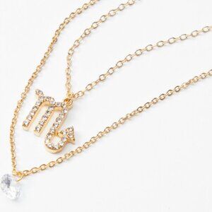 Icing Cubic Zirconia Zodiac Scorpio Multi Strand Necklace Gold